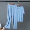 Women's Trousers Suit Summer Women's Loose Ice Silk Cool Thin Top Wide-Leg Pants Home Casual Pajamas