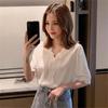 Женская рубашка Удобные и универсальные топы Нарядная белая шифоновая рубашка с коротким рукавом Модная супер сказочная кружевная рубашка Темпераментный элегантный модный топ
