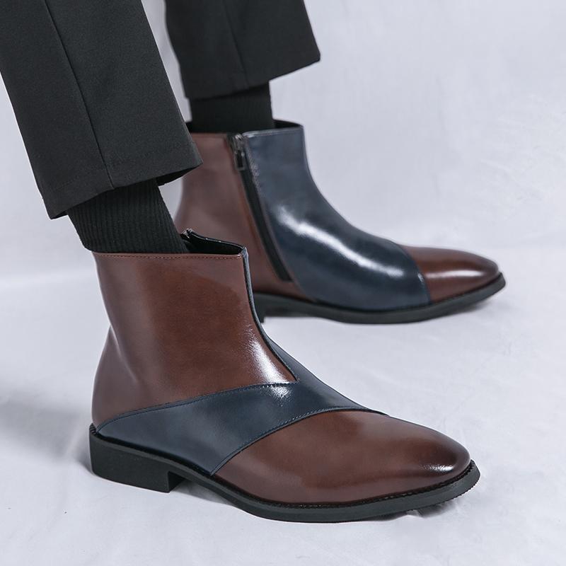 Мужские кожаные ботинки модные Simplicity Pointed Toes Ботильоны для платья Ботильоны Мужские модные высокие ботинки Вечерние мужские туфли на плоской подошве Деловая обувь