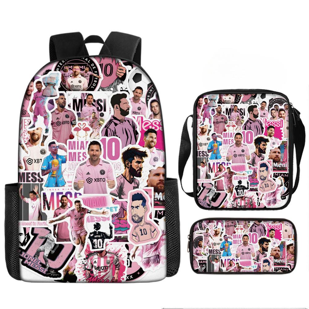 Мультяшный Месси Футбольная Печать Детский Рюкзак на Двойных Плечевых Лямках Для Использования в Школе