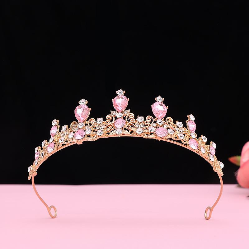 Children'S Crown Headgear Princess Girls' Crown Crystal Big Headband Pink Frozen Children'S Birthday Hair Accessories