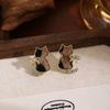 Cute Leopard Cat Stud Earrings for Women, Delicate and Fashionable, Cartoon Style, Elegant and Exquisite, Light Luxury Design
