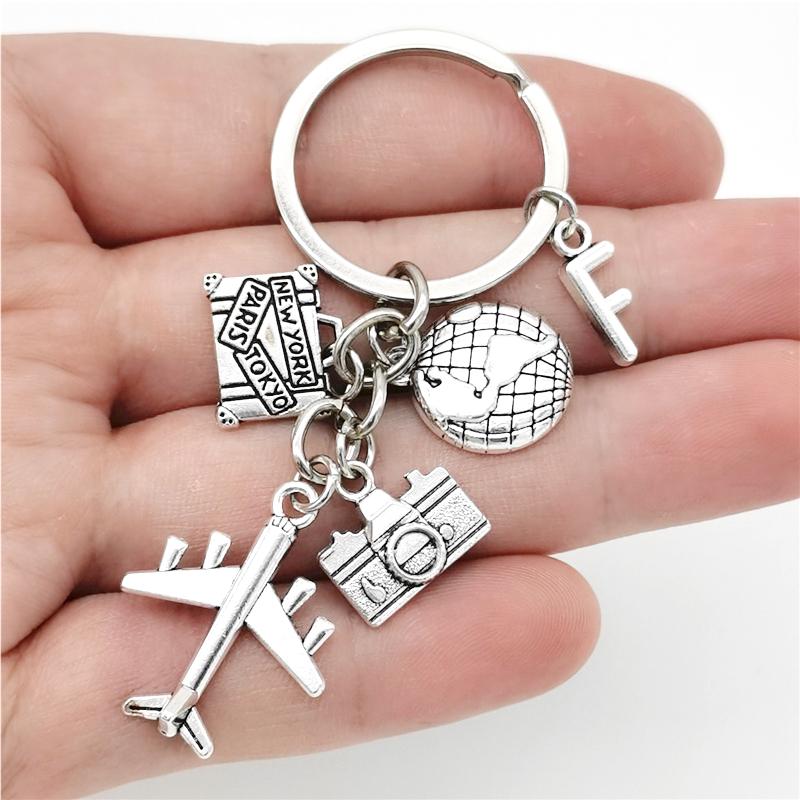 26 Букв Самолет Брелок Подвеска Самолет Брелок Земля Камера Шарм Брелок Лучшие Друзья Путешествия Ювелирные Изделия Подарки