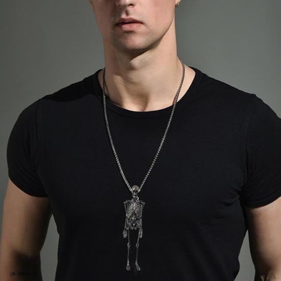 Хэллоуин Скелет Ожерелье Подвижные Суставы Готический Винтаж Металлический Скелет Висячие Украшения Цепи Кулон Мужчины Женщины Пара Ожерелье