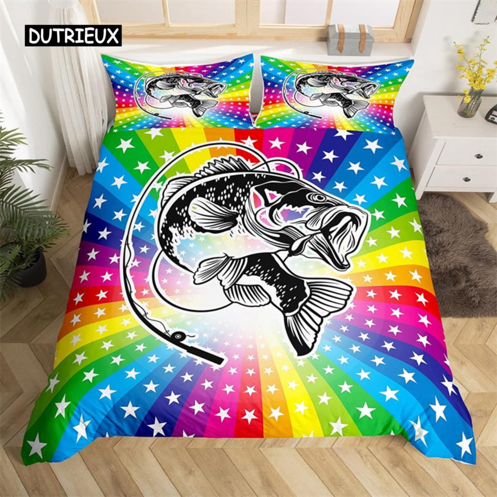 Пододеяльник с изображением рыбы-меч «Марлин» Kawaii Marine Life, комплект постельного белья из микрофибры, тема океана, большая рыба-щука, пододеяльник для односпальной кровати, двуспальная кровать