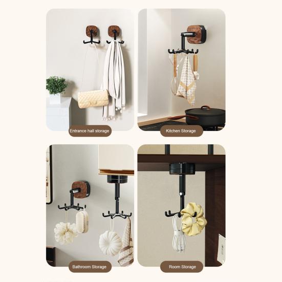 Yousheng Suction Cup Hook Kitchen Utensil Hanger under Cabinet Hook 360 Degrees Rotating 6-Claw Folding Hook for Bathroom Bedroom Closet Door Wall