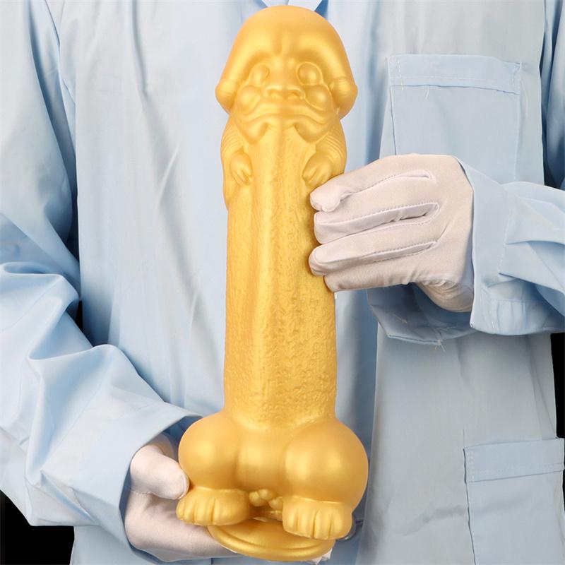 Большой лысый большой золотой силиконовый анальный штекер, анус мягкой формы, анальное расширение, большой толстый фаллоимитатор, мастурбатор