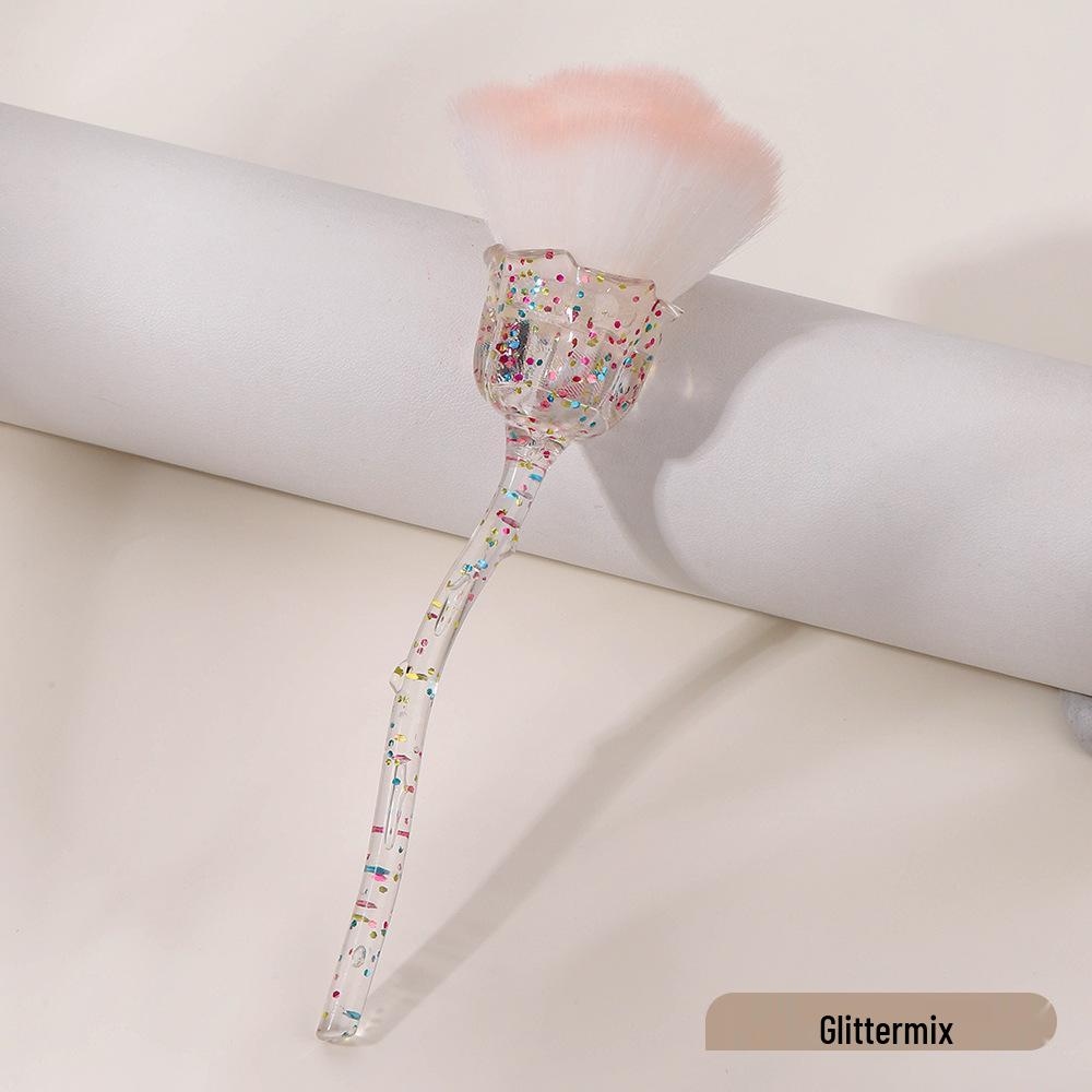 Кисть для удаления пыли с ногтей «Роза» с мягкой щетиной - Доступно несколько цветов