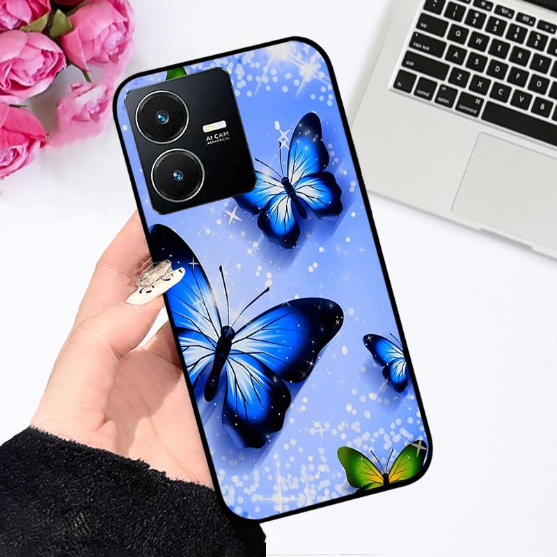 Для Vivo Y22 4G Чехол V2207 V2206 Y22s Цветная Печать Матовый ТПУ Силикон Мягкий Чехол для Телефона Для Vivo Y35 4G Ударопрочный Бампер Fundas