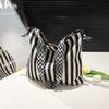 Canvas Bag Women's Large-capacity New Summer Leisure Shoulder Shopping Bag Striped Class Tote Bag
