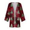 Женская повседневная мода с рождественским принтом легкая куртка средней длины кардиган