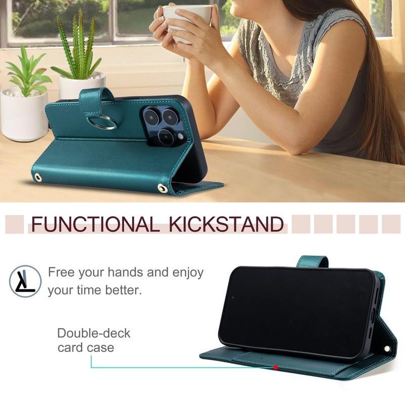 Чехол для Samsung Galaxy S23 S24 FE S25 Plus Ultra Luxury Flip Wallet Case из искусственной кожи с отделениями для карт и подставкой со шнурком