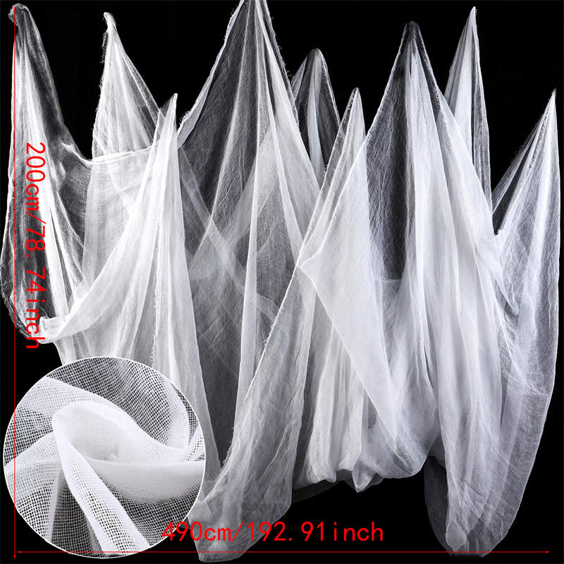 Creepy Cloth for Halloween Decoration Scary Party Scene Prop Horror House Window Table Door Net Black and White Yarn Gauze