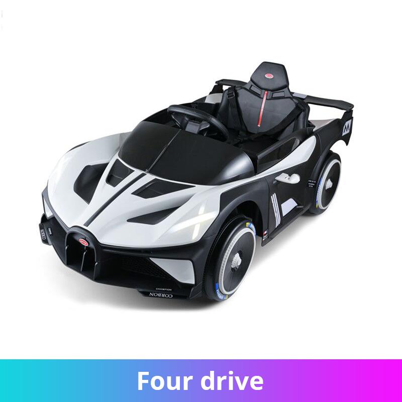 Детская электрическая четырехколесная игрушечная коляска для бездорожья с дистанционным управлением, двойным приводом и музыкальной светодиодной подсветкой Bluetooth
