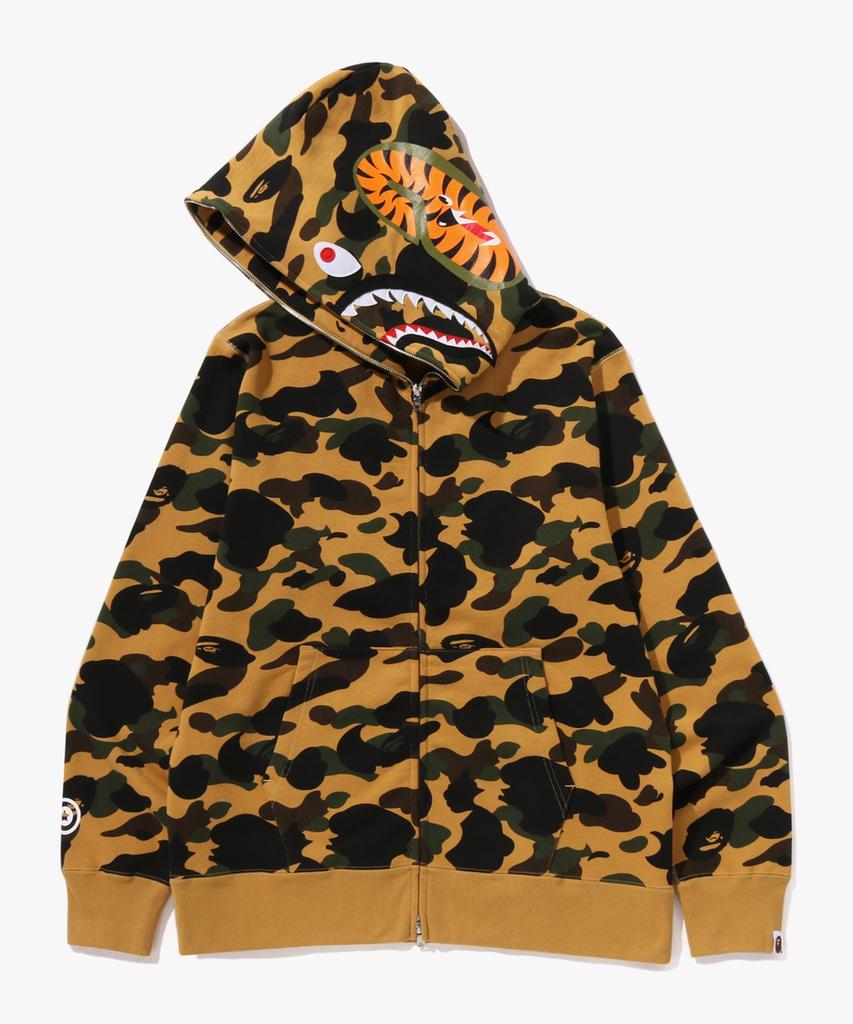 Bape First Camo Shark Full Zip Hood (M) Yellow