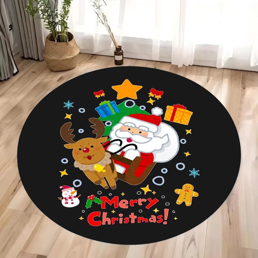Christmas Santa Claus Main Picture Circular Printed Carpet Suitable for Bedrooms Living Rooms Mat Christmas Furniture Decoration