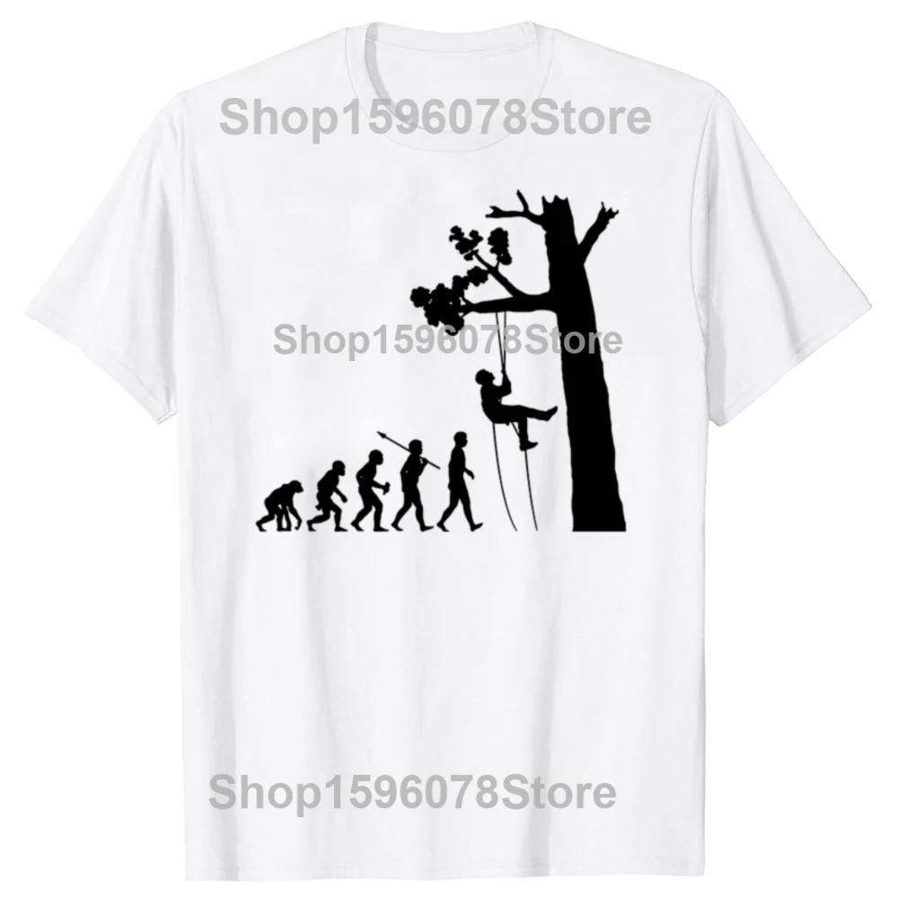 Funny Arborist Evolution T Shirts Men Humor Streetwear Tee Shirt Short Sleeve Classic Tree Surgeon Unisex Loose Clothing