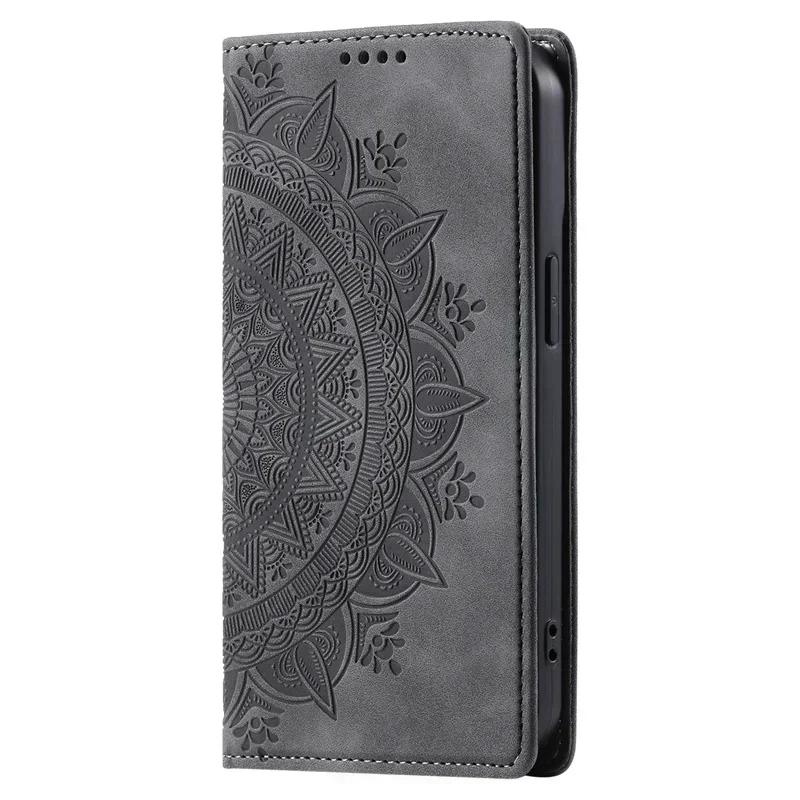 Магнитный чехол Totem Flower для Motorola Moto G34 G04 G24 G84 G54 G14 E13 G73 G53 G Play Power 5G 2024 Кошелек Кожаный чехол для телефона