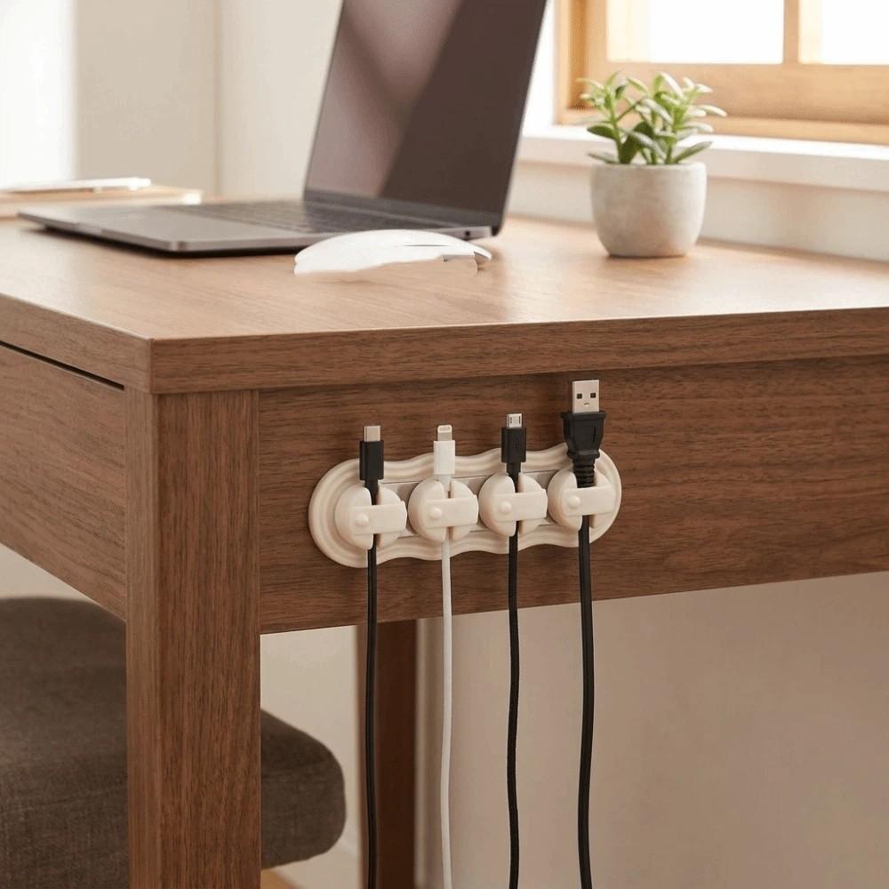 Built-in Magnet Wire Management Clips Reserved Wire Slots Charging cable holder  Cabinet Side Mount