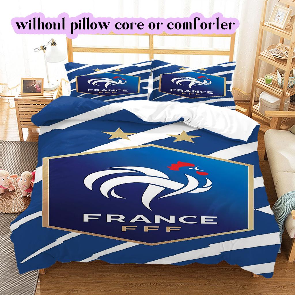 France football soccer Pattern Bedding,Quilt Set Quilt Cover Pillowcase Home Birthday Gift (1*duvet cover+2*pillowcase,without core)
