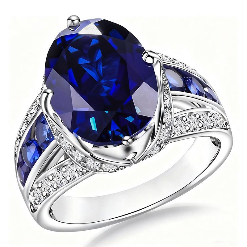 Fashion OL elegant women's imitation sapphire ring, business reception wearing jewelry, one piece of hair