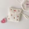 Menstruation Towel Storage Embroidery Cherry Cosmetic Bag Large Capacity Bow Makeup Bag  Women