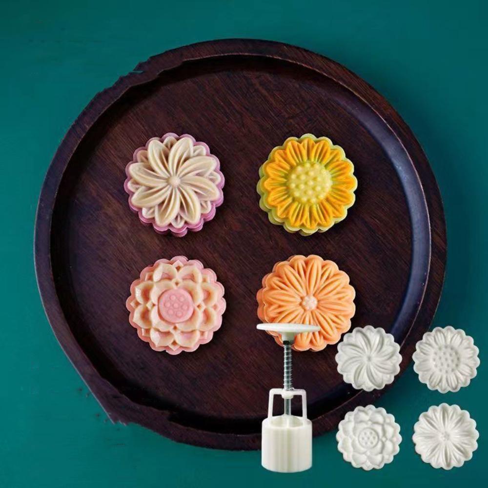 3D Mooncake Mold Flower-shaped Pastry Making Tools Cookie Stamp Mould Kitchen DIY