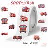 500Pcs/Roll Fire Fighting Truck Kids Rewards Stickers - DIY Scrapbooks Album Decor Sealing Label Decals