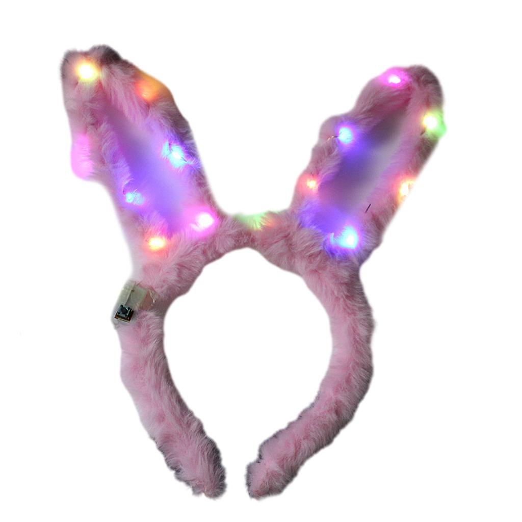 Lovely LED Rabbit Ear Headband New Year Party Flashing Light Plush Hairhoop Carnival Party Headwear RaveProps Headdress