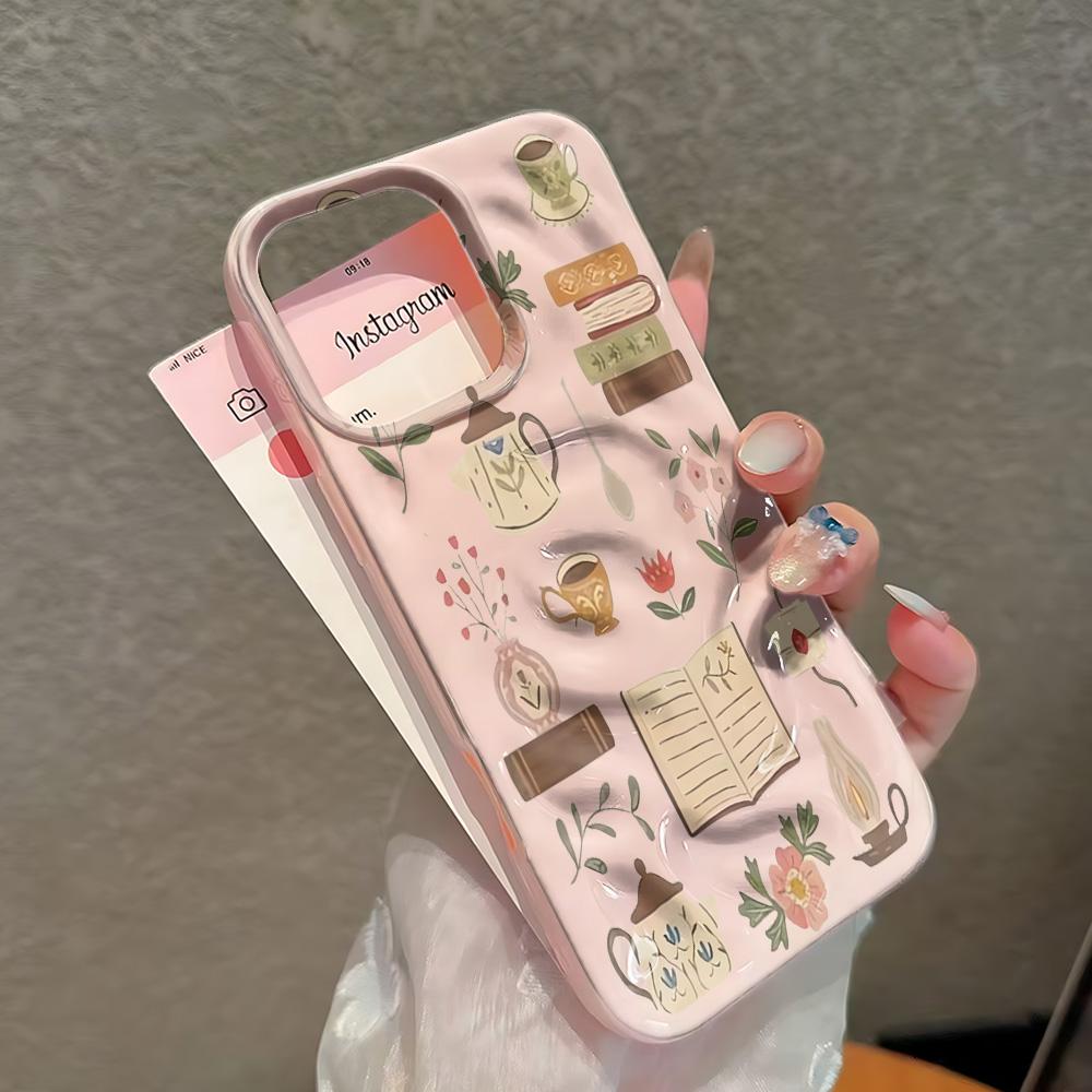 Пасторальная книга чая Чехол для телефона Для iPhone 11 12 13 14 Plus 15 16 17 Pro Max 17Air Чехол для телефона Нежелтеющий Coque Funda