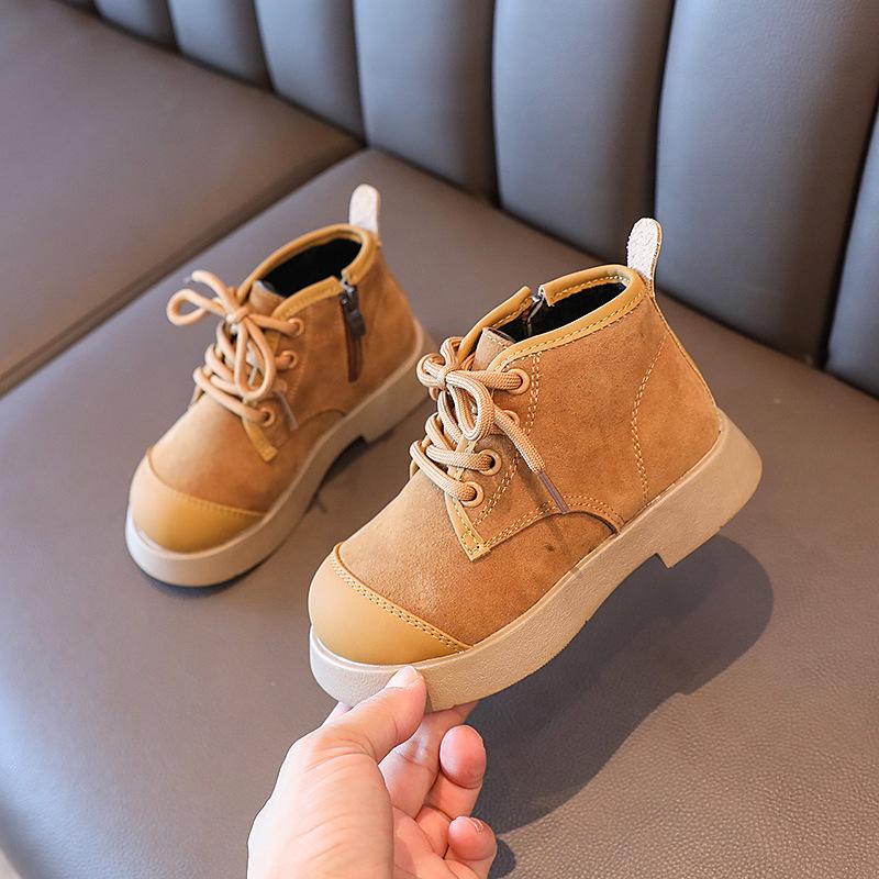 Повседневная обувь для девочек Нескользящая Простая детская мода Ботинки из кожи для мальчиков Весна и осень Детская хлопковая обувь Нескользящая