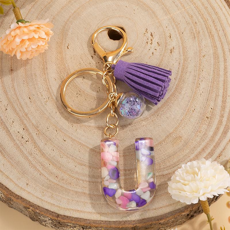 1 шт., держатель для ключей, подарок ручной работы, сумка с алфавитом AZ, кулон, брелок с кисточками и блестками, аксессуары для ключей