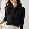 2025 Новая весна с длинным рукавом женская рубашка офисная женская отложной воротник черная белая полосатая блузка рубашка женские топы J742