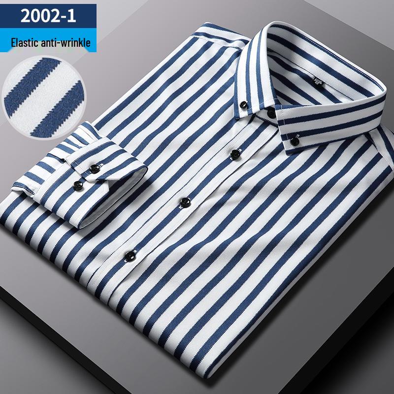 Мужская стрейчевая деловая рубашка: Полосатый с длинным или коротким рукавом, коллекция весна/лето