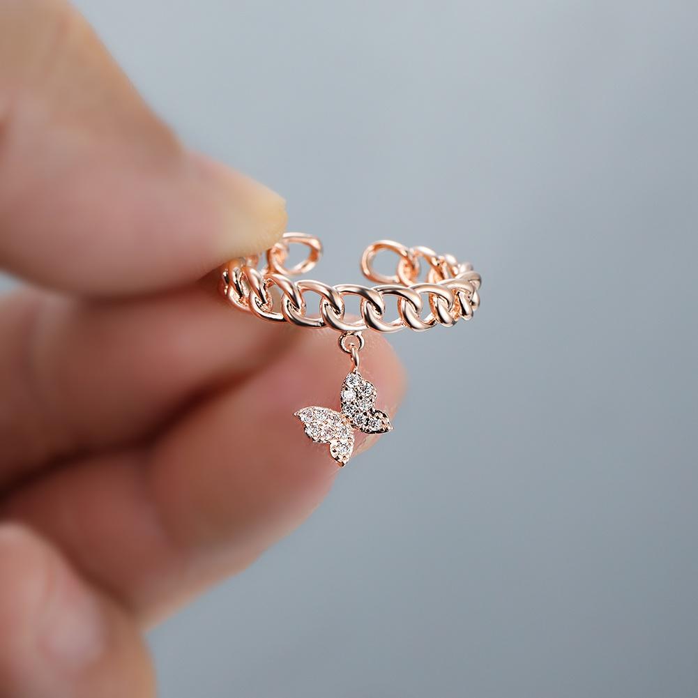 Белый драгоценный камень, серебро/розовое золото, цвет в форме бабочки, модные женские ювелирные изделия, кольцо, кулон, роскошное открытие, регулируемые кольца