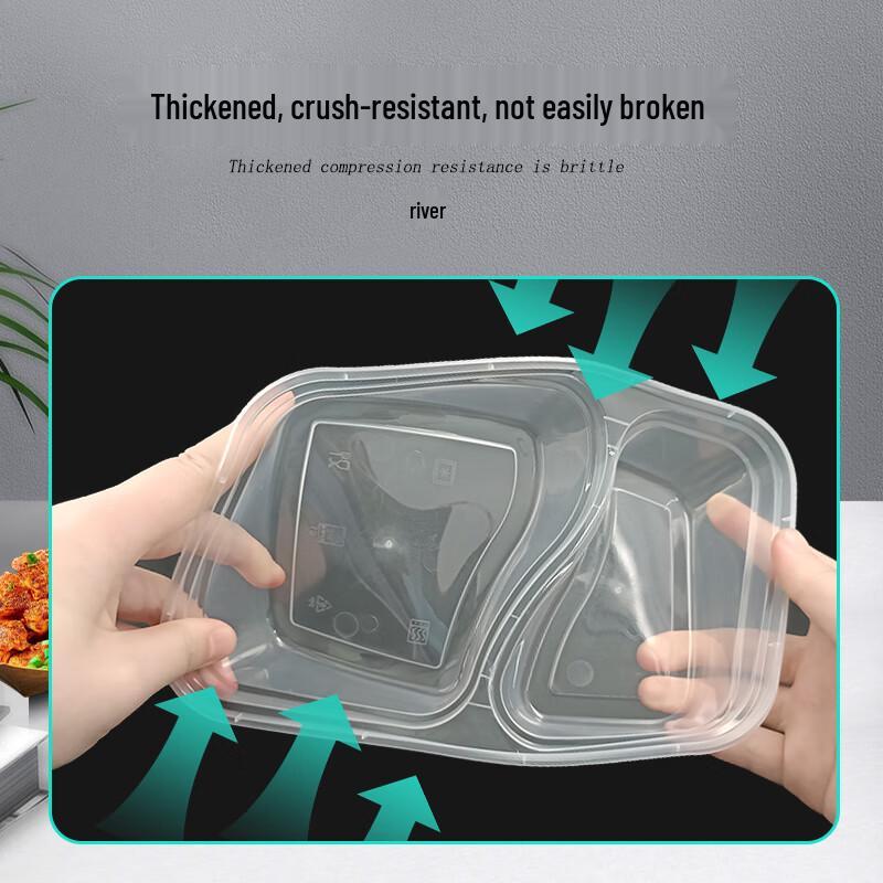 Disposable Rectangular 2-Compartment Food Containers