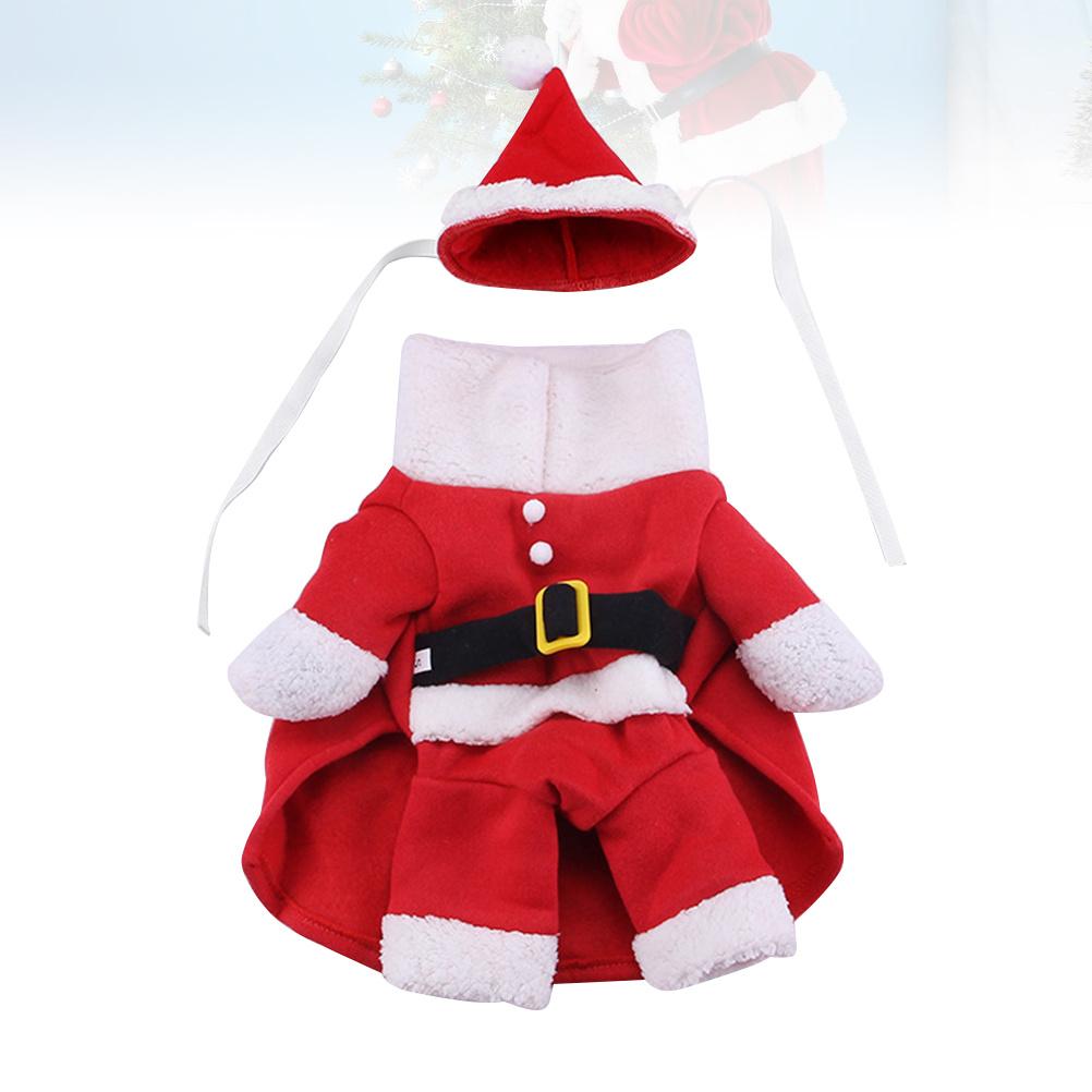 Christmas Santa Dog Costume for Small Dogs Polar Fleece Puppy Outfit Funny Pet Party Clothes for Holiday Photo Walking Jogging