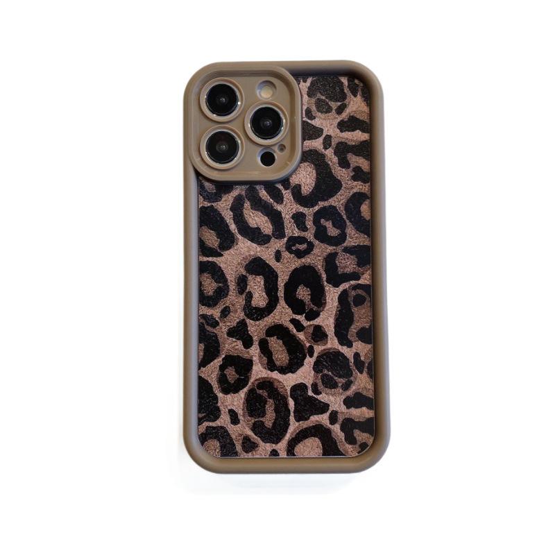 Чехол-шнурок с леопардовым принтом для iPhone 13/14/15 Pro Max - Матовое покрытие, Полная защита