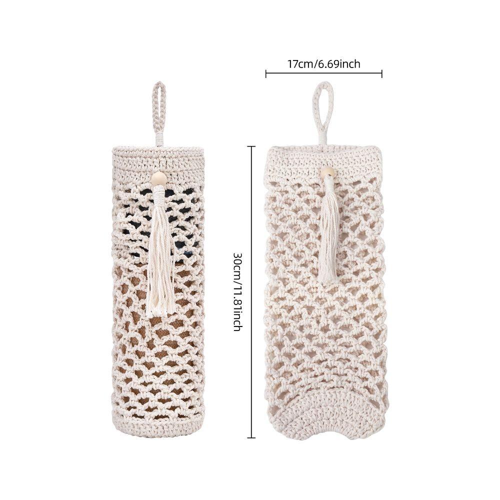 Crochet Plastic Bag Storage Net Cute Plastic Bag Dispenser Storage Wall Hanging Bag Holder Grocery