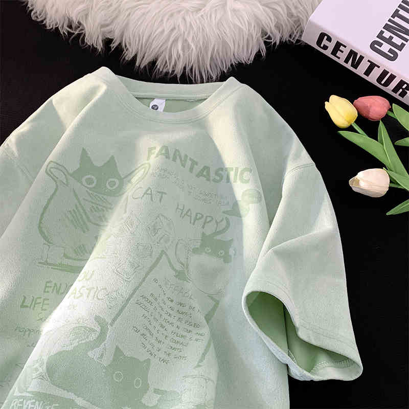 Замшевая футболка с коротким рукавом, мужская модная брендовая летняя свободная футболка с коротким рукавом, модная простая принтованная футболка