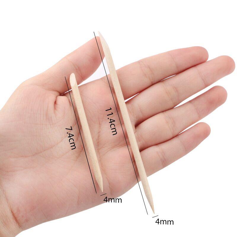 100pcs Nail Art Pusher Orange Wood Sticks Cuticle Pusher Remover Rhinestones Dotting Removal Manicure Pedicure Care Tools