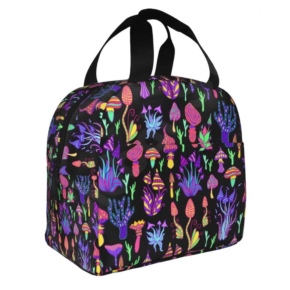 Сумка для ланча для женщин и мужчин с изображением грибов, многоразовая, изолированная, охлаждающая, ланч-бокс, милый, забавный контейнер, держатель для ланча, портативная сумка