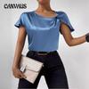 Women's Summer Short Sleeve Knotted Solid Color Loose Top