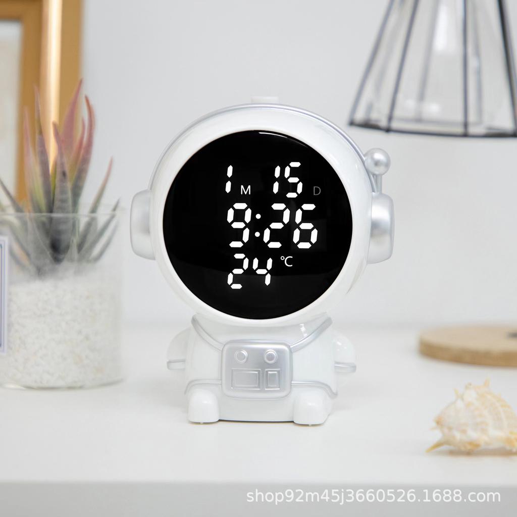 Student astronaut plastic electronic alarm clock Children's multi-function can be used as a mirror electronic clock Simple Korean version style