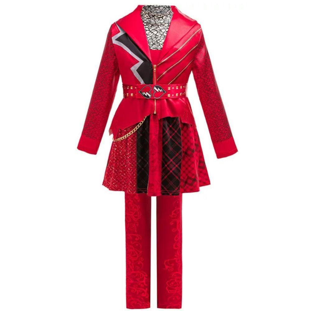 Descendants Chloe Cosplay Red and Pink Costume for Women Dresses Wig Roleplay Stage Performance Outfits Halloween Carnival Suit