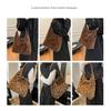 Hobo Bag for Women Plush Black Leopard Print Single Shoulder Carry Daily Use