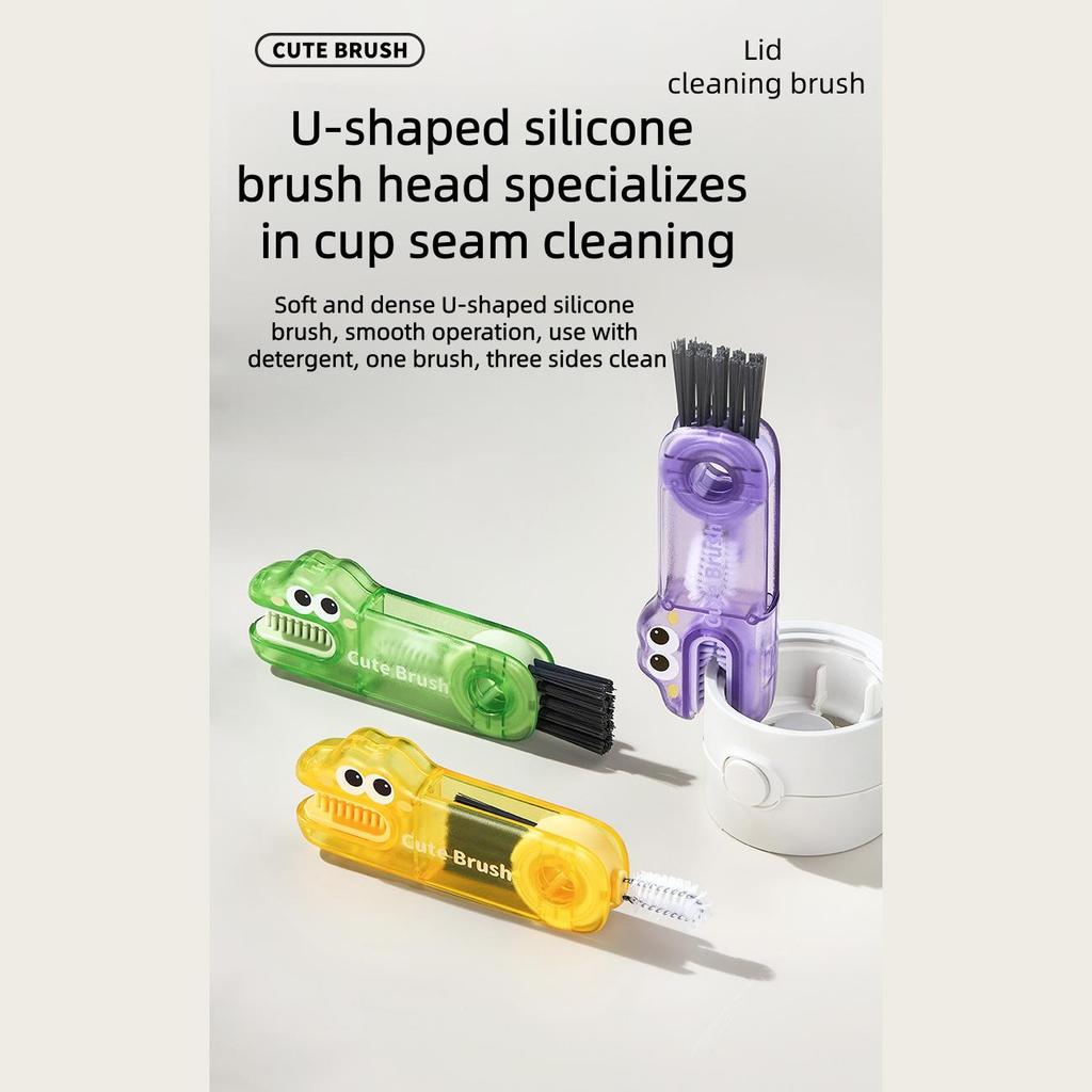 Three-in-one Cleaning Brush Shark Style Kitchen Portable Purple Green Yellow 1pcs