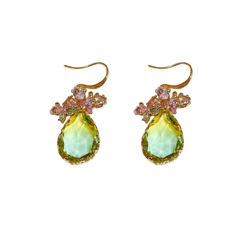 Korean fashion zircon butterfly water drop ear hook light luxury niche earrings earrings temperament high-end earrings women