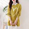 Oversized Autumn Long Sleeve Loose Top Fake Two Piece Design Youthful Fashionable
