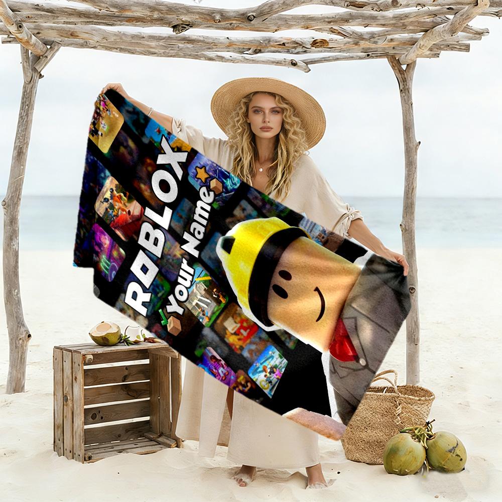 Roblox Customize Text Beach Towel Super Soft Absorbent Suitable for Sports Travel Swimming Yoga Bathroom Beach And Pool